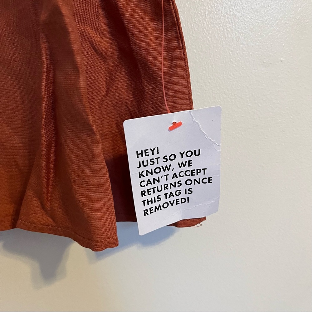 ASOS Rust Orange V-Neck Mini Dress sleeveless NWT women’s size 4 linen blend - Picture 3 of 8